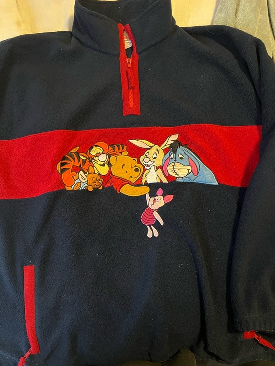 Disney Jackets & Blazers - Navy Fleece Pullover with Red Stripe and Winnie the Pooh Characters